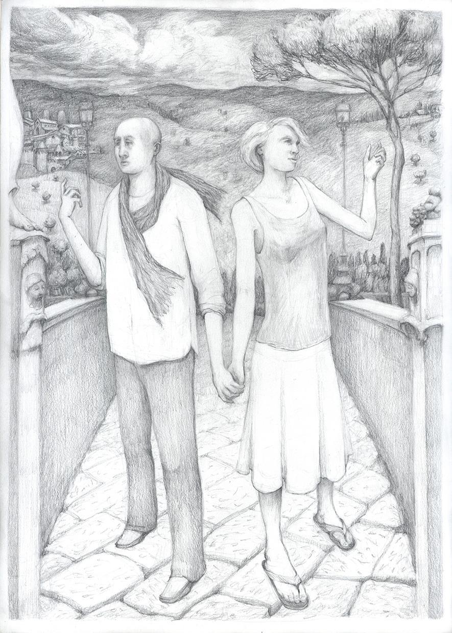 Graphite drawings made by hand; subjects taken from real life, then filtered and transformed through the artists imagination in order to capture a sensation.
