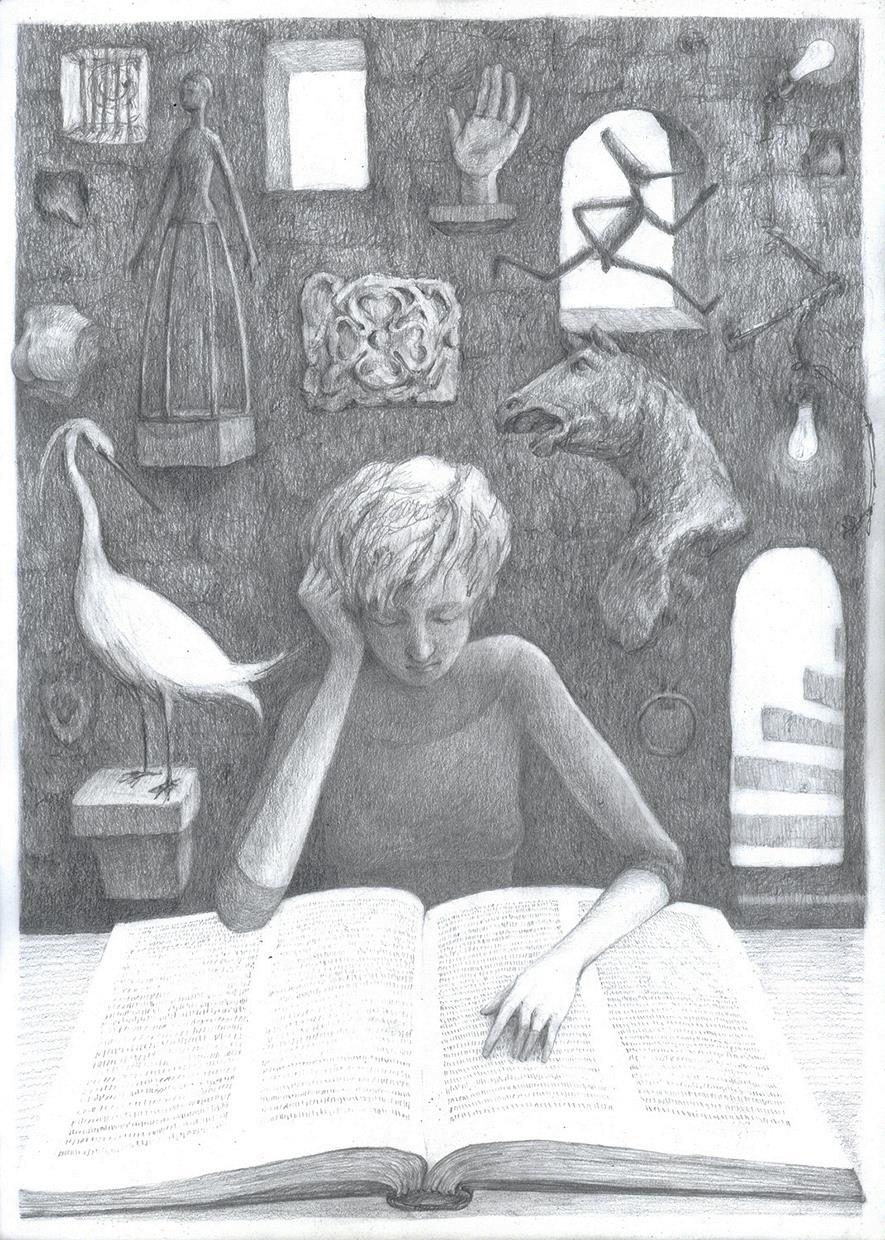 Graphite drawings made by hand; subjects taken from real life, then filtered and transformed through the artists imagination in order to capture a sensation.