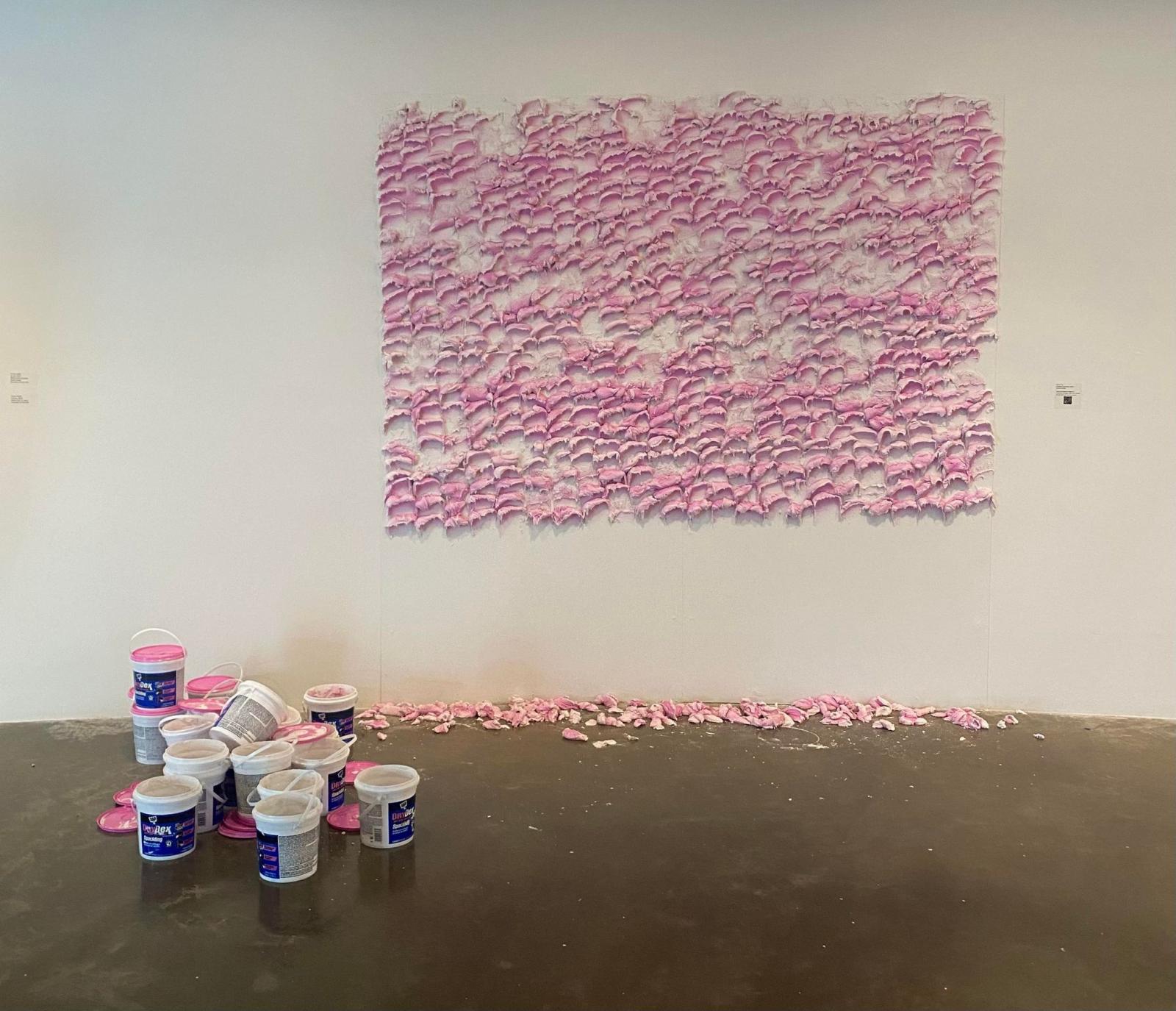 This image is an overal snapshot of material changes over the course of the 120 hour performance using Spackle as the main medium.  
http://naomile.weebly.com/spackle-material-changes.html

Follow the link for the whole duration of the material change. 