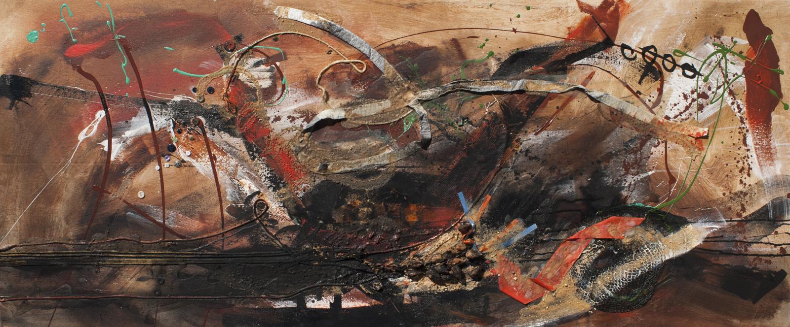 acrylic with mixed media on canvas