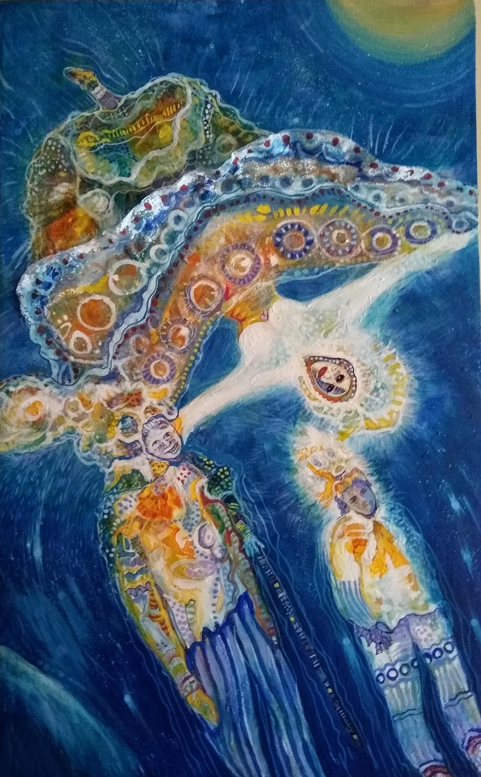 Dream inspired painting of falling off a cliff