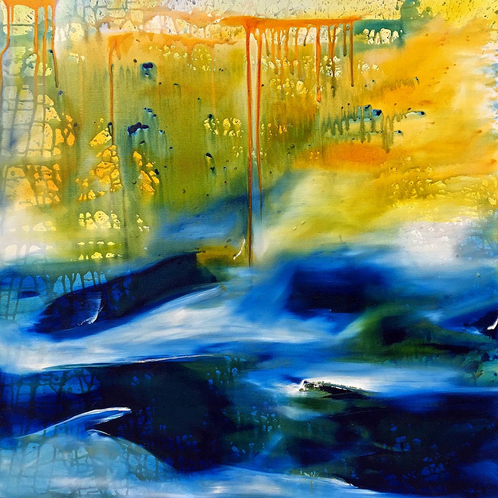 abstract expressionist oil on canvas 36 x 36 inches