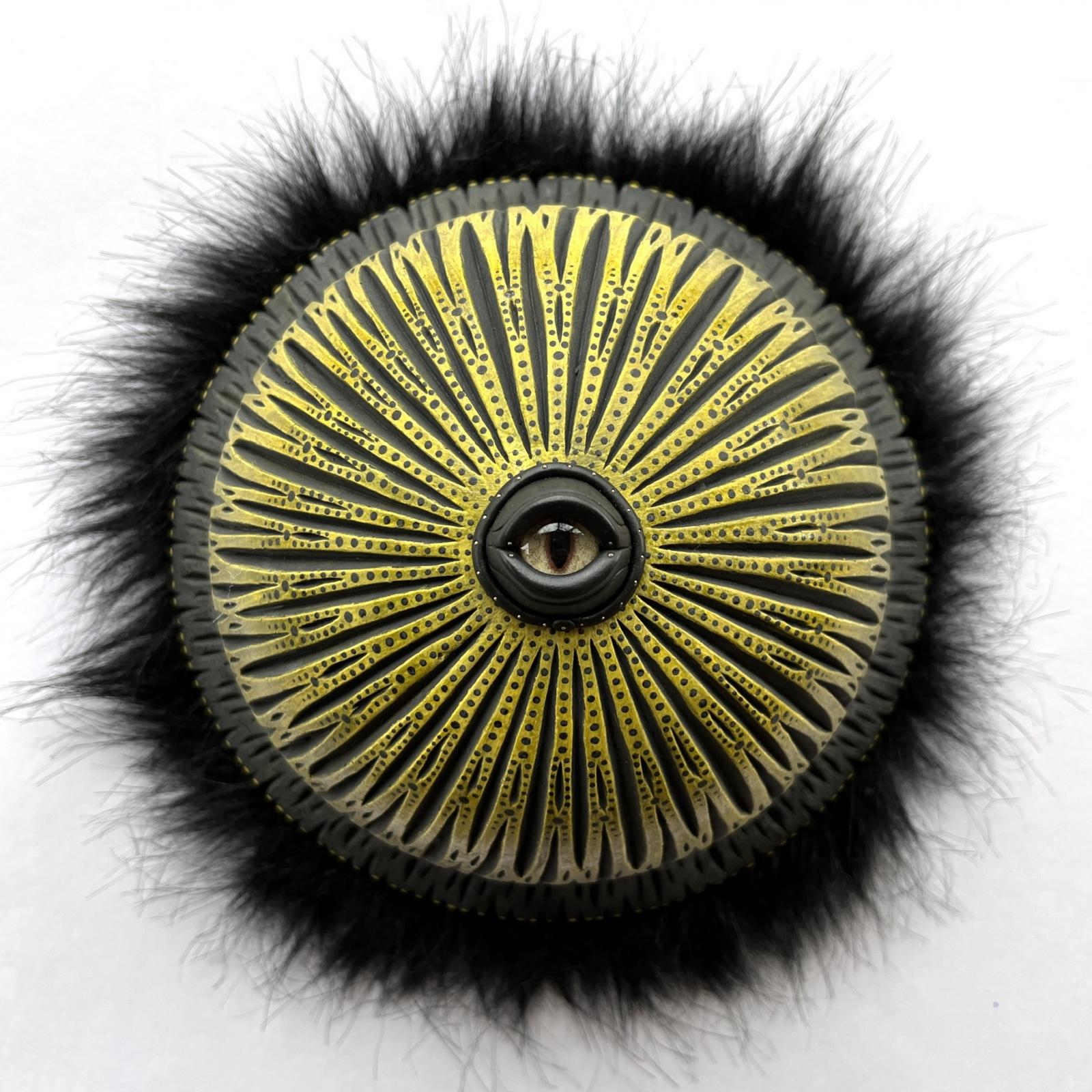 Wall hanging ceramic with mixed media sculpture.