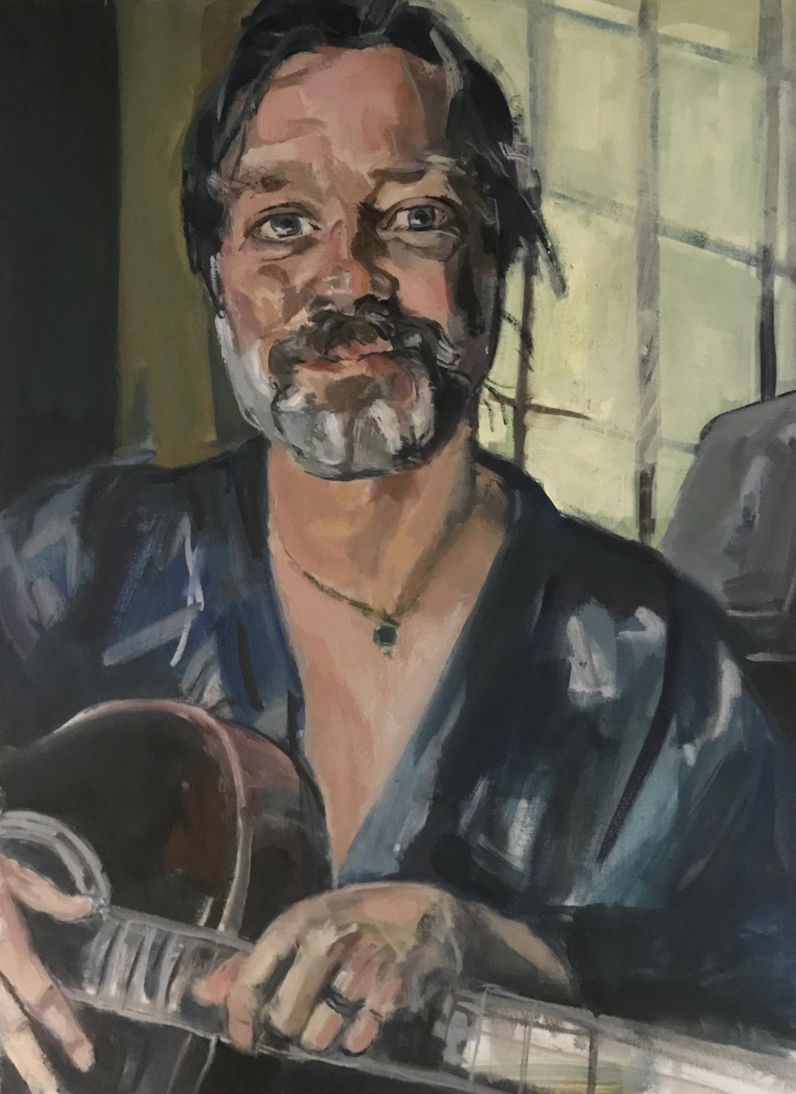Portrait inspired by Rufus Wainwright Quarantunes robe recital series on Instagram.