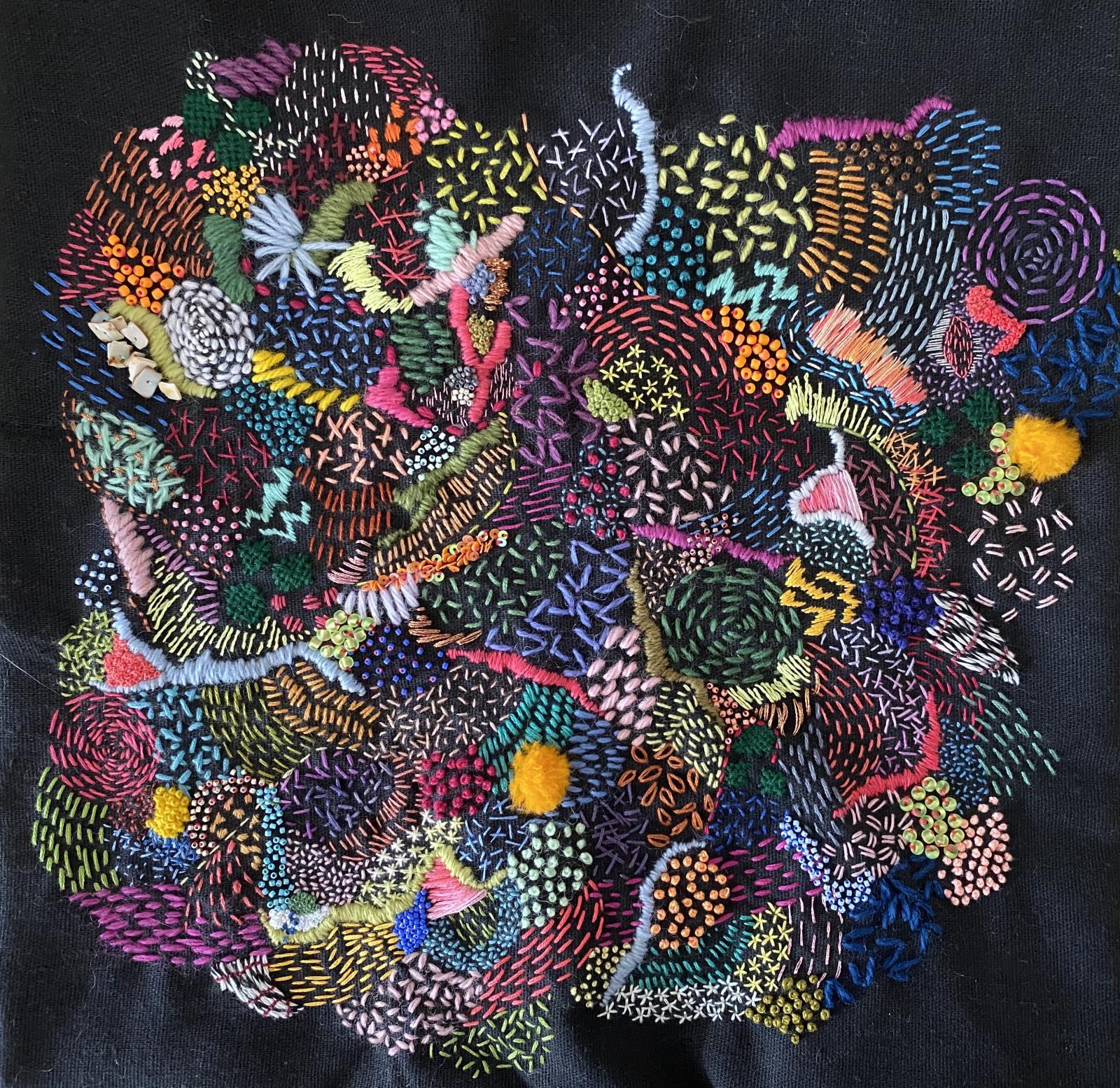 Embroidery, 16 x 16 inches