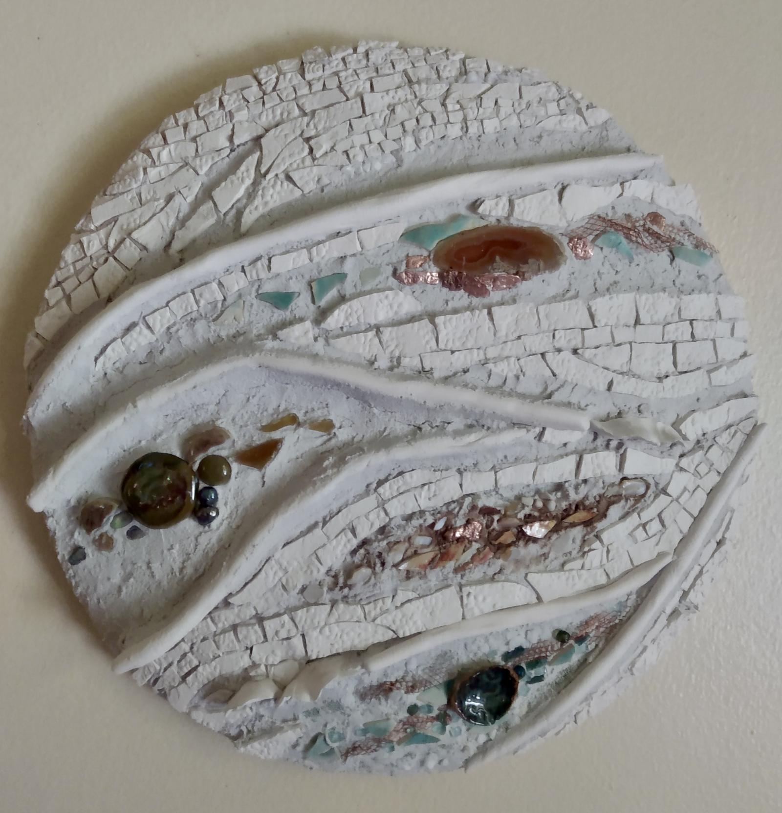 Formed ceramics, glass, shell, stone, beads, copper mesh