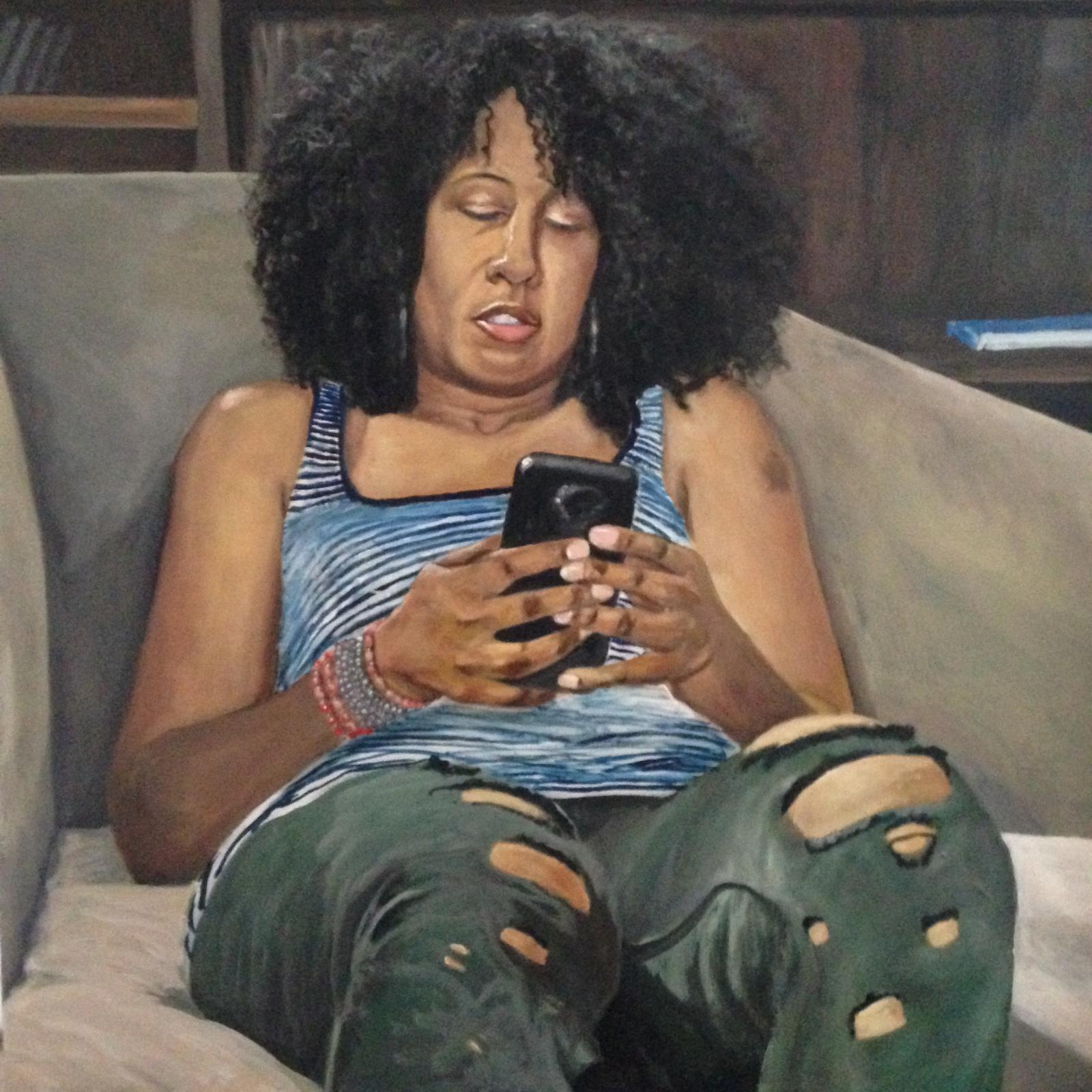 Oil painting I did of a friend who is a artist. We were at Busboy & Poets restaurant earlier this year