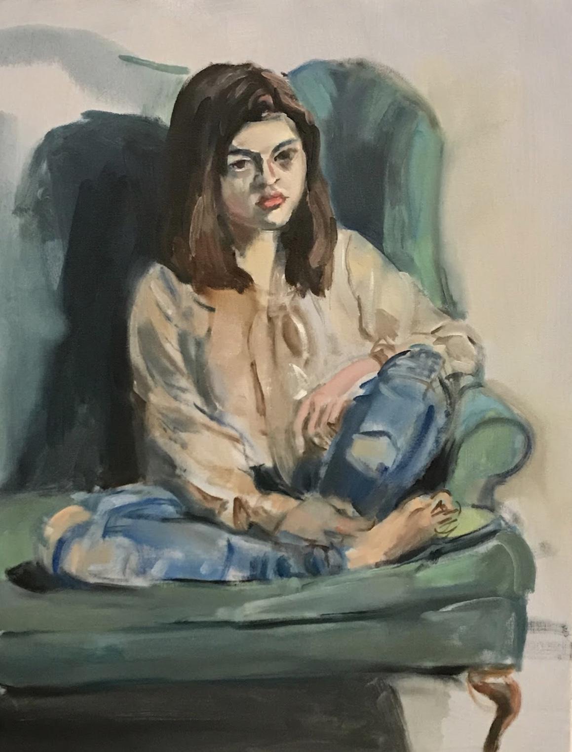 A portrait of Angie painted from life in one sitting.