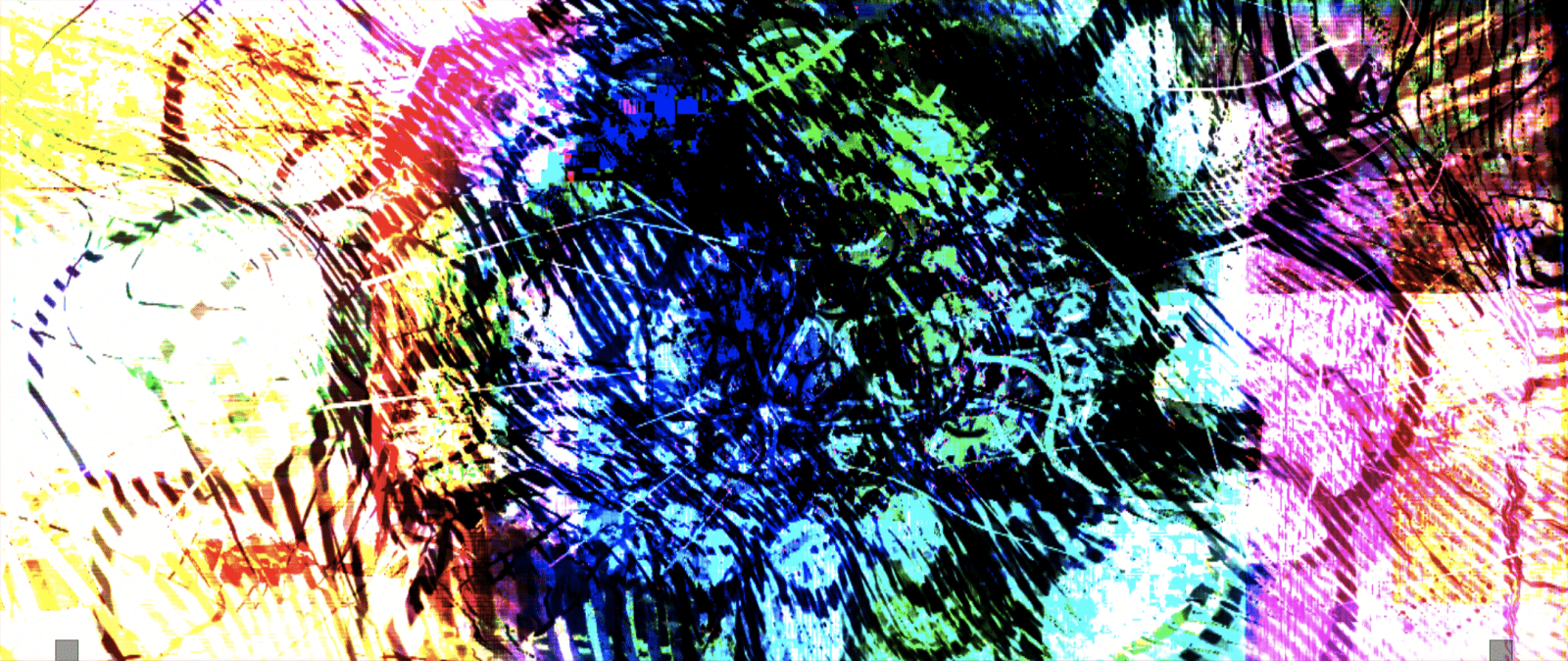 Digital still from the Ion Cluster series, printed on aluminum.