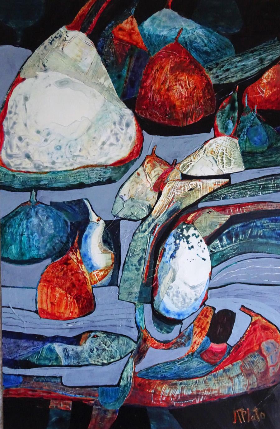 This art is created using liquid acrylics on Yupo paper.