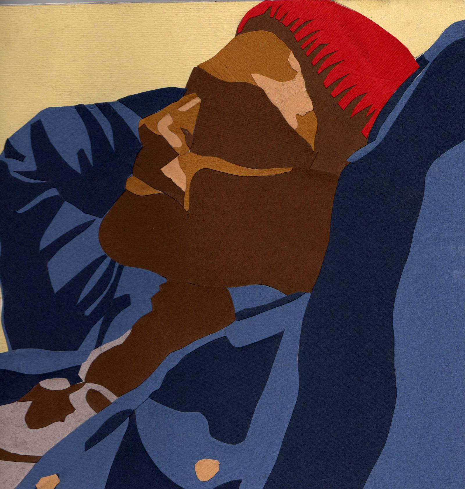 Cut paper portrait of artist Marvin Gaye