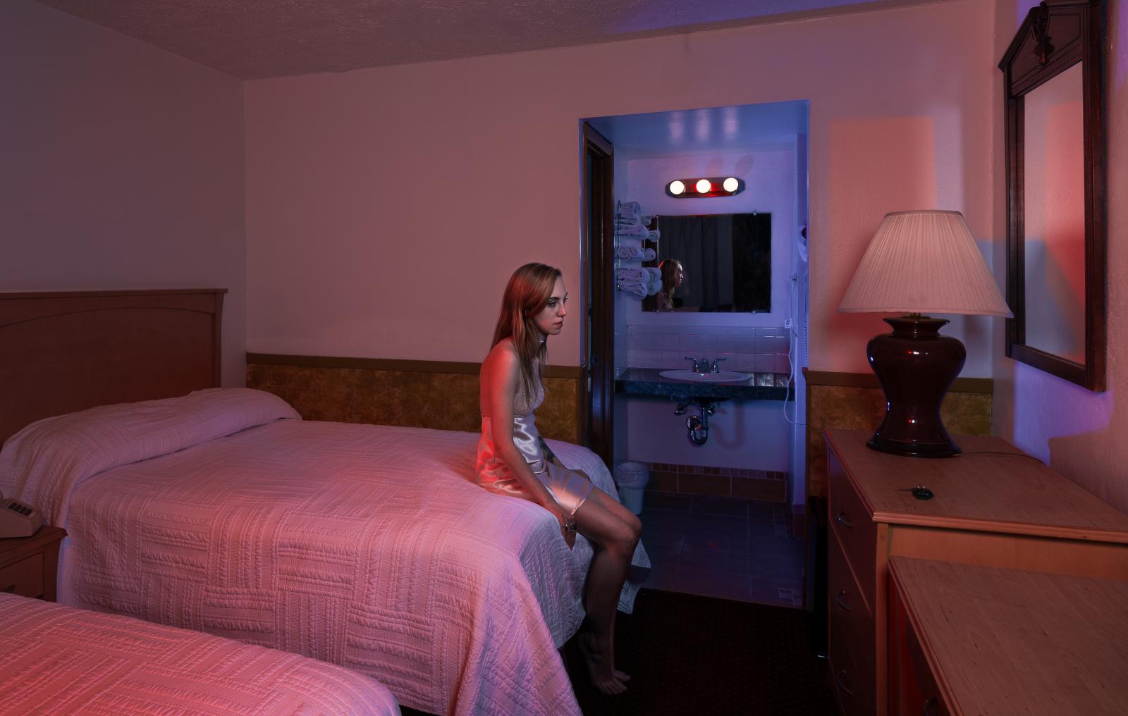 "The Beltway Motel" is a piece in a larger series of works. This series follows a female character through different acts of melodramatic self reflection.