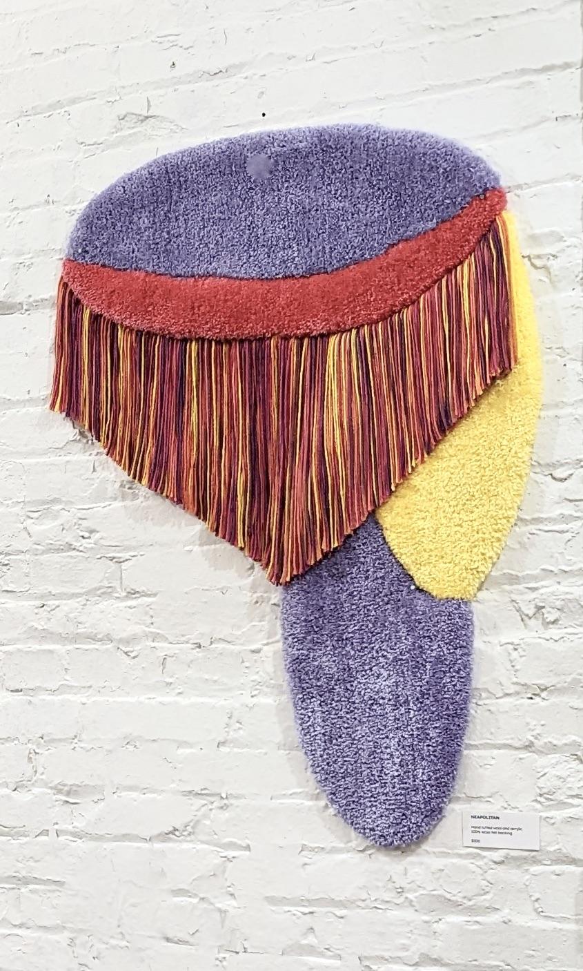 Hand Tufted rug for the wall, 100% acrylic yarn with 100% wool felt backing.
