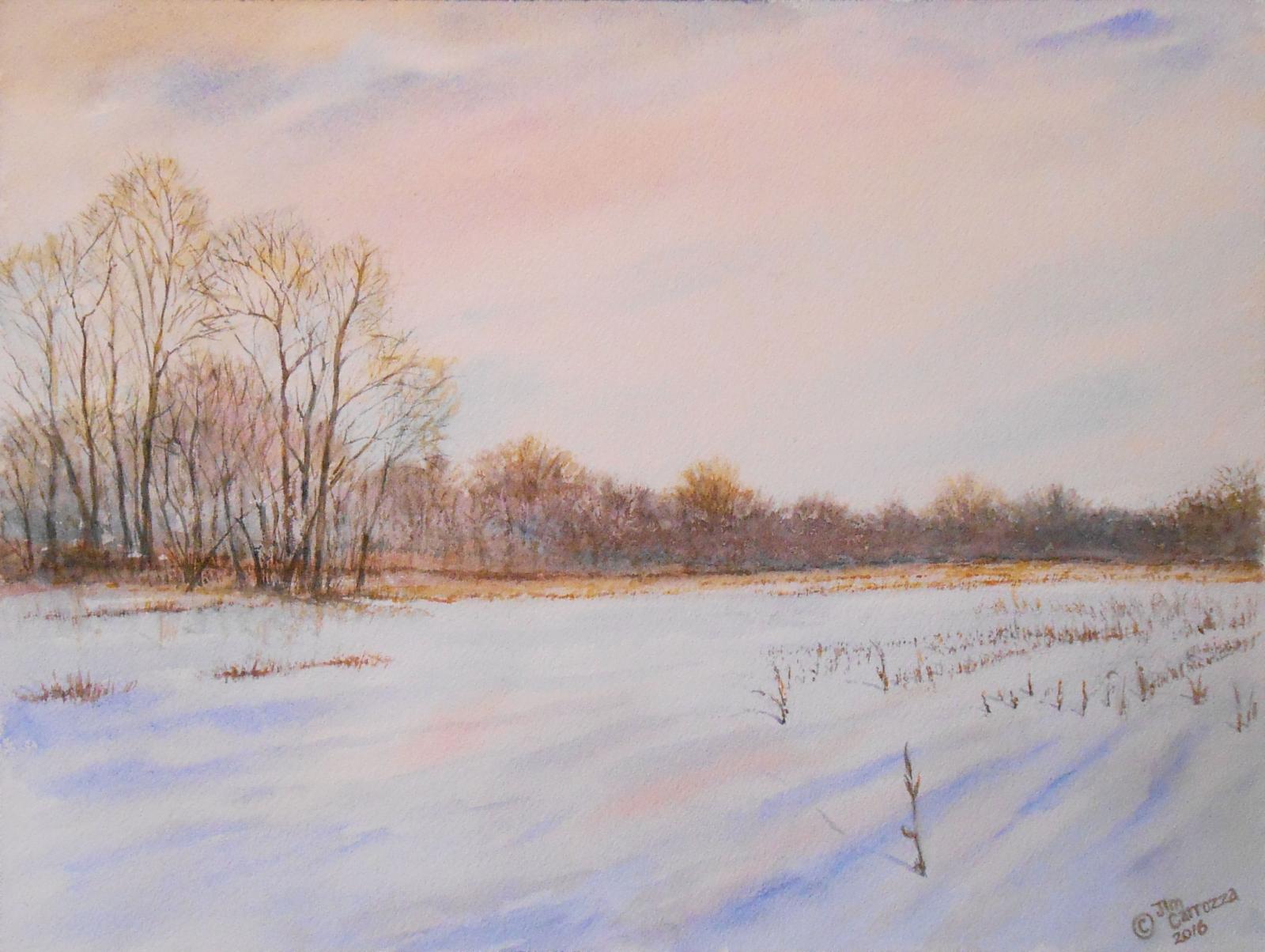 Watercolor of a corn field in Pittsford, NY.