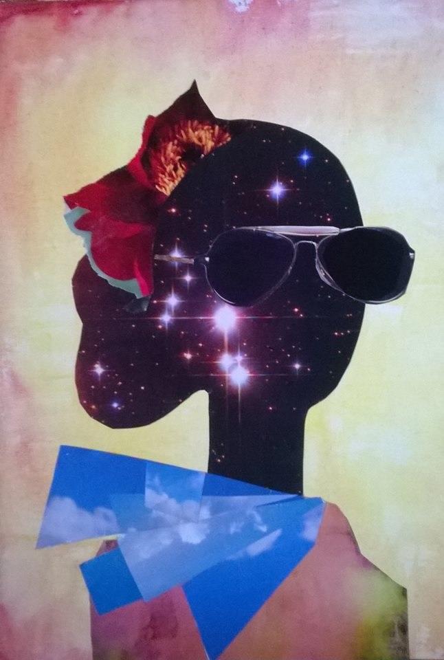 This is a collage on a watercolor background that I painted.