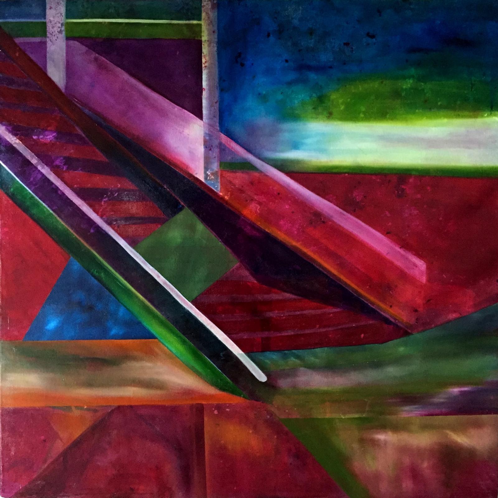 Stairs Abstract Expressionist oil on canvas
