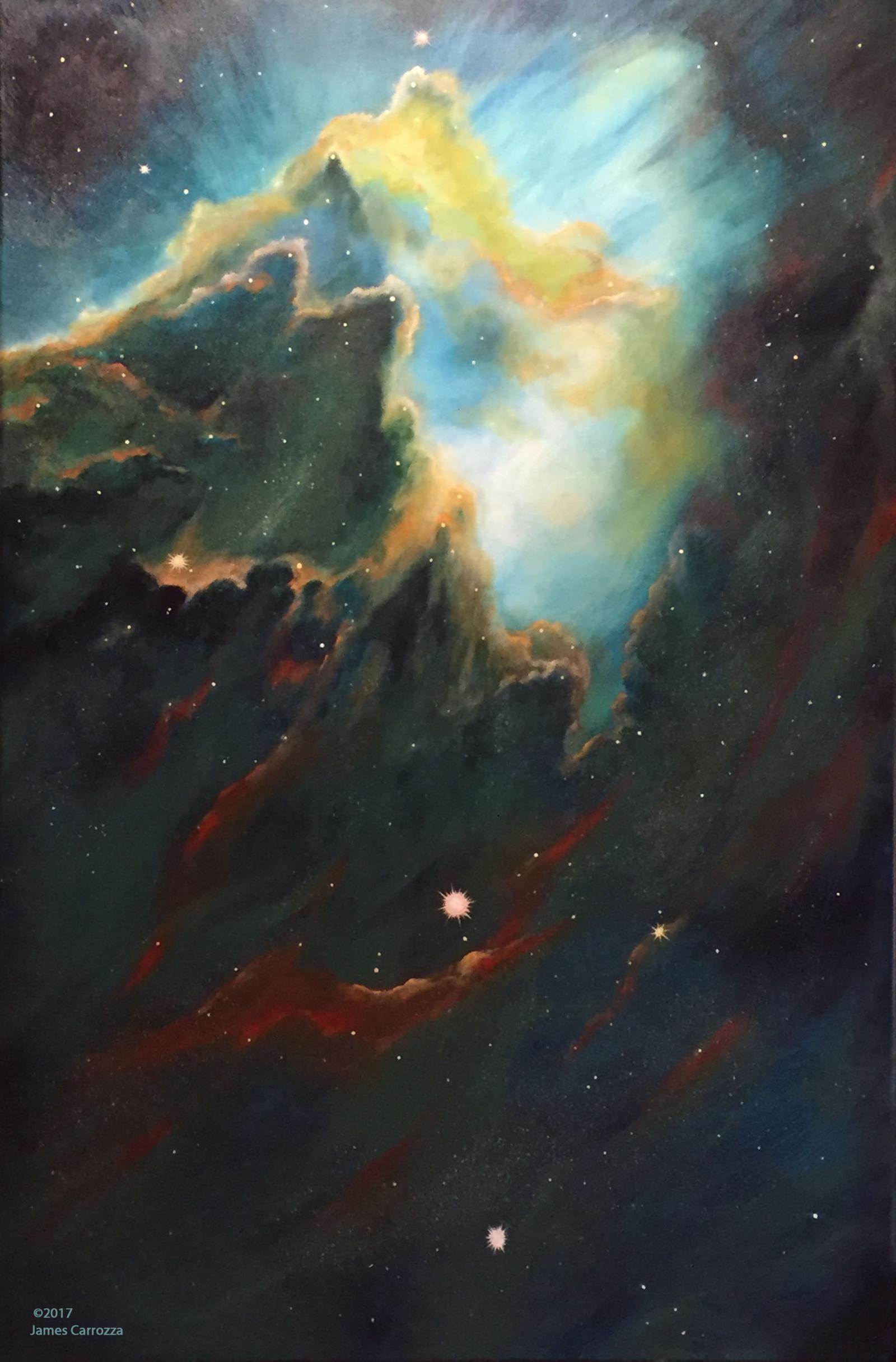 Nebula with star-forming column