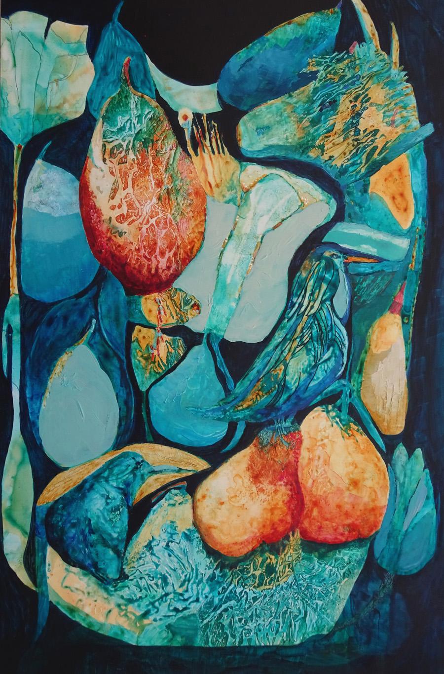 This art is created on yupo paper using liquid acrylics depicting multiple nature entities.