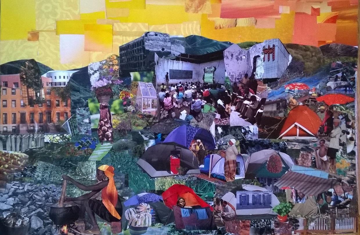 This is a collage I made using papers from magazines and paper I painted with watercolor