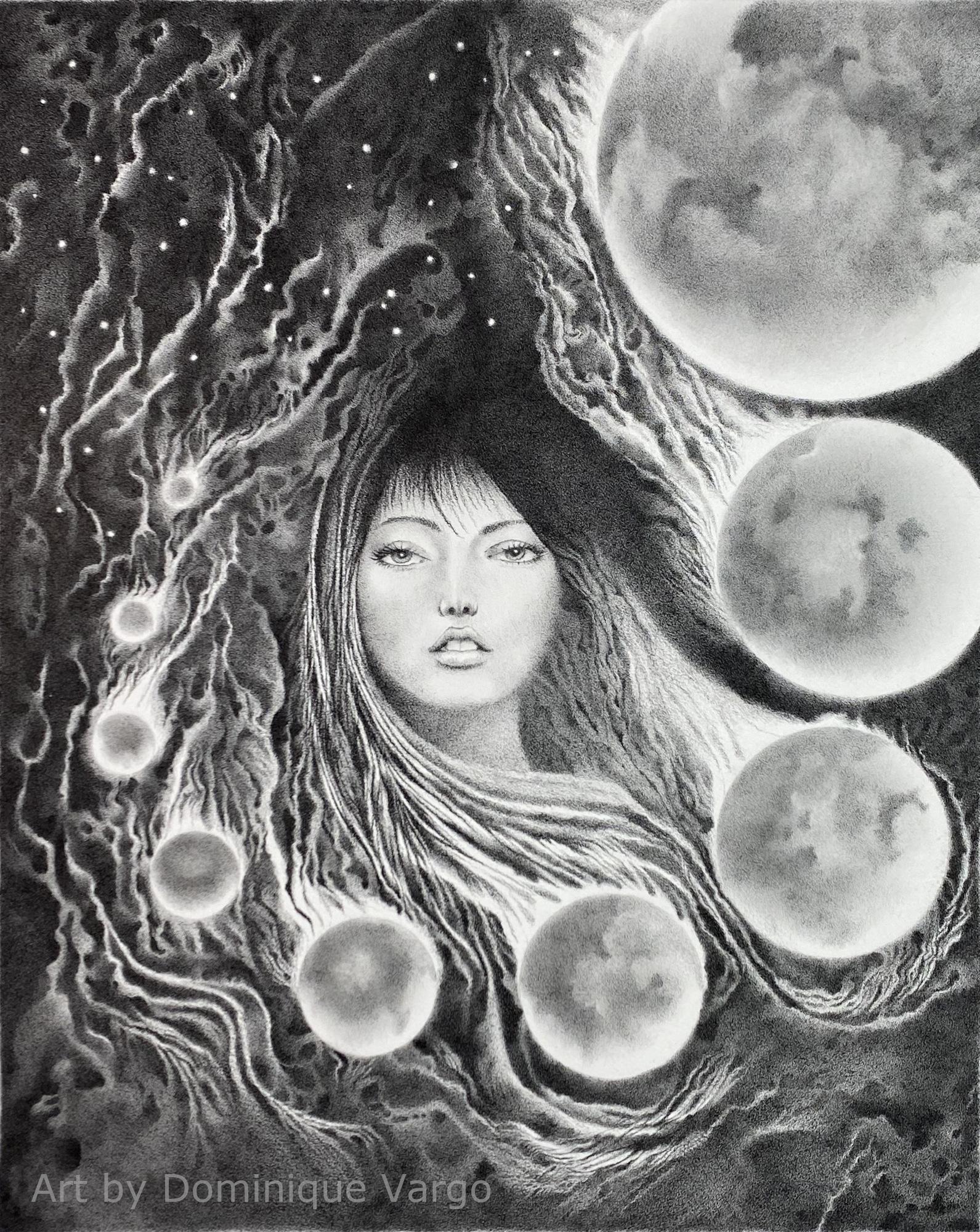 Although not a direct image of the artist, this piece is a sort of "self portrait" in that it represents the artist being completely herself in her artistic creation and expression. No longer depending on others to tell her how she should create her art, but merely letting her inner consciousness guide each image. A lot of the elements in this piece represent what gives the artist joy in her creation.