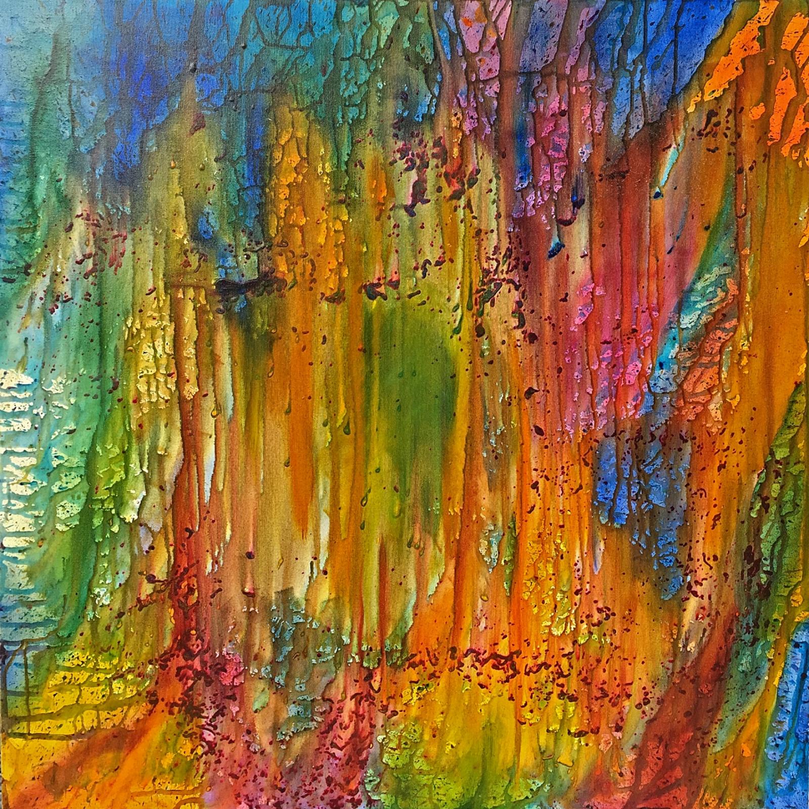 Abstract Expressionist Oil on Canvas 36 x 36 x 2 inches
