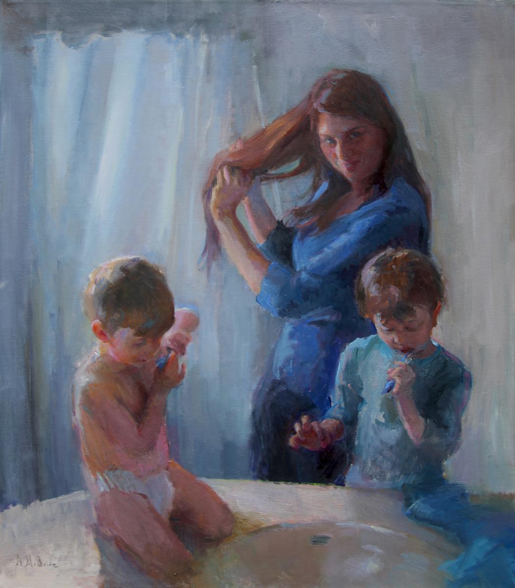 A Self Portrait. Here is my take on the bather theme. It's a sneak peak at an utterly ordinary moment for our family. But at the same time it has an extraordinary amount of meaning for us as we recognize this fleeting time with our young children. It's an investigation into privacy, identity and the passage of time.