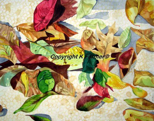 Fall leaves in watercolor on Arches paper