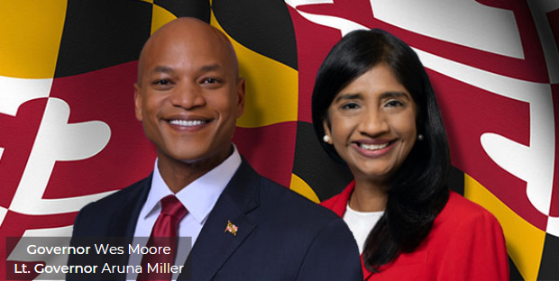Governor Wes Moore and Lt Governor Aruna Miller