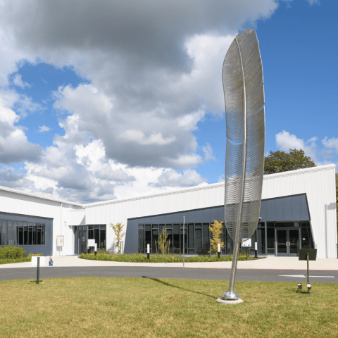 Feather of Monumental Size in front of Salisbury Animal Health Lab