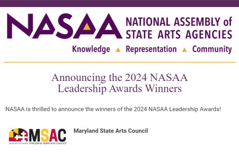 Screenshot with NASAA header announcing MSAC as 2024 DEI Award Winners