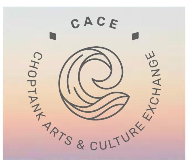 A graphic of a wave in a C shape, text underneath says Choptank Arts & Culture Exchange