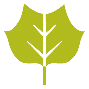 Adkins Arboretum's logo is a bright green tulip tree leaf.