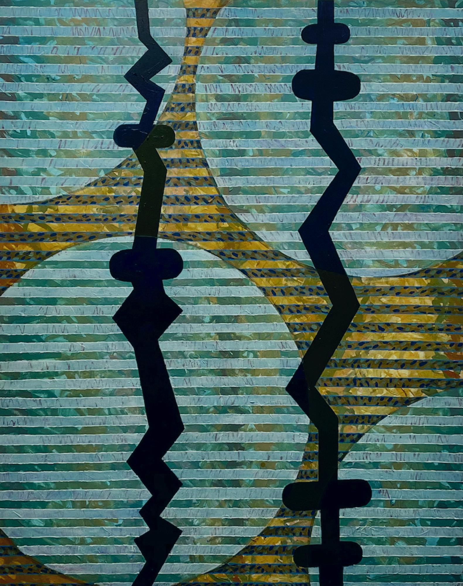 Abstraction dealing with the formal issues of art. The work is suggesting meditation as you look at the image.