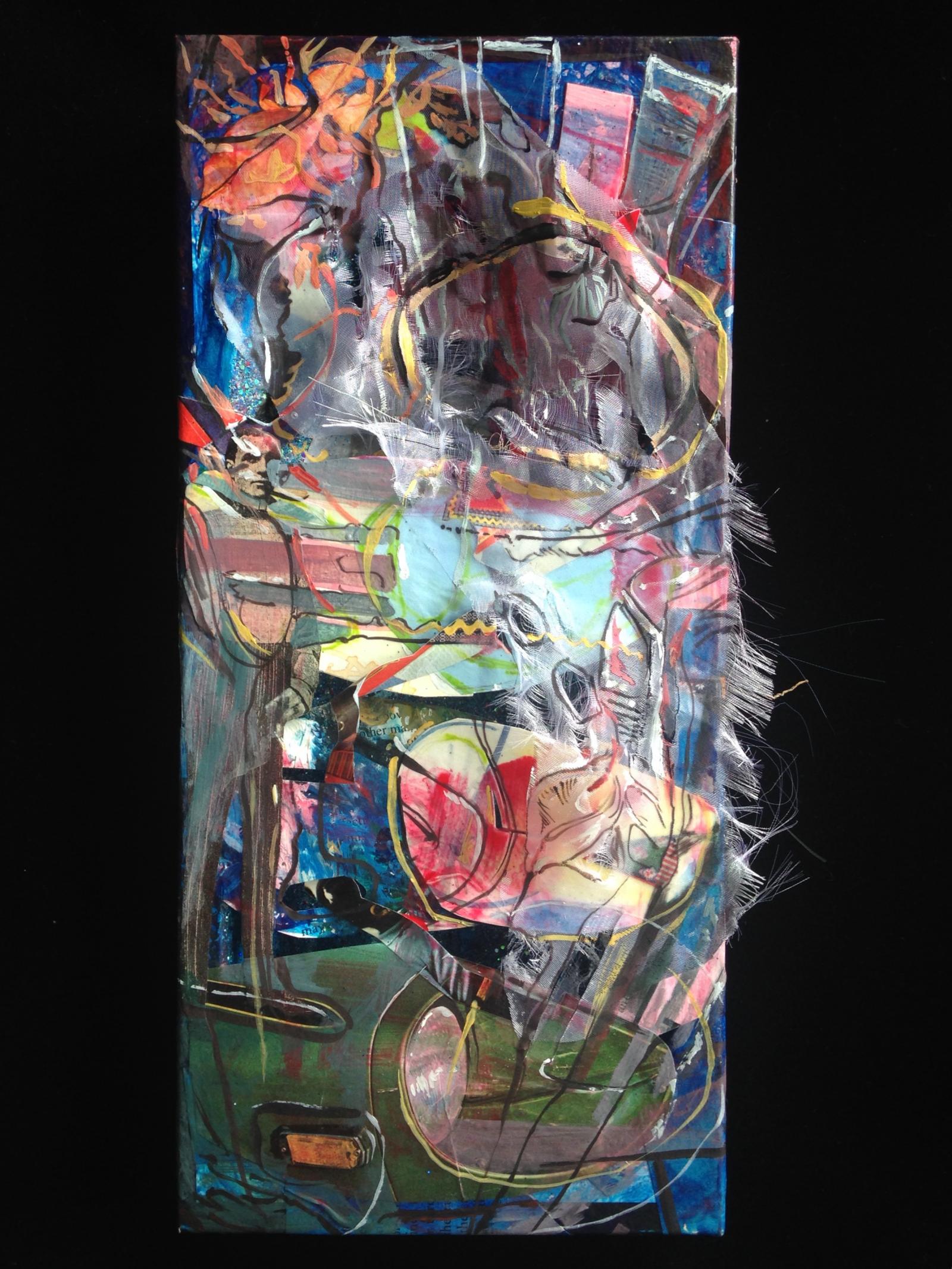 Relief layered collage touching on classic masculinity and it's relation to vehicles and 'Headlights'