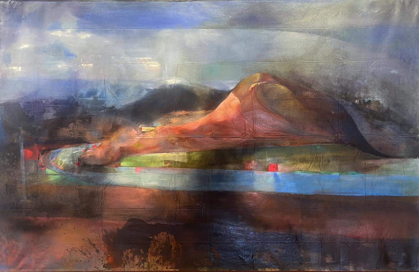 I’m developing a painting series that explores the tension between nostalgia, curiosity, fear, and beauty in rural landscapes under suburban development. Working on large, unstretched drop
cloths, I focus on the charged moment of transformation: the arrival of machinery, the raw sweeps of dirt, the visual disorder as a field or road is remade. These scenes stir a deep ambivalence in me. I
welcome new neighbors, and I’m struck by the dramatic beauty of shifting earth and human industry. Yet at the same time, I grieve the vanishing fields and the slow erosion of open land.
