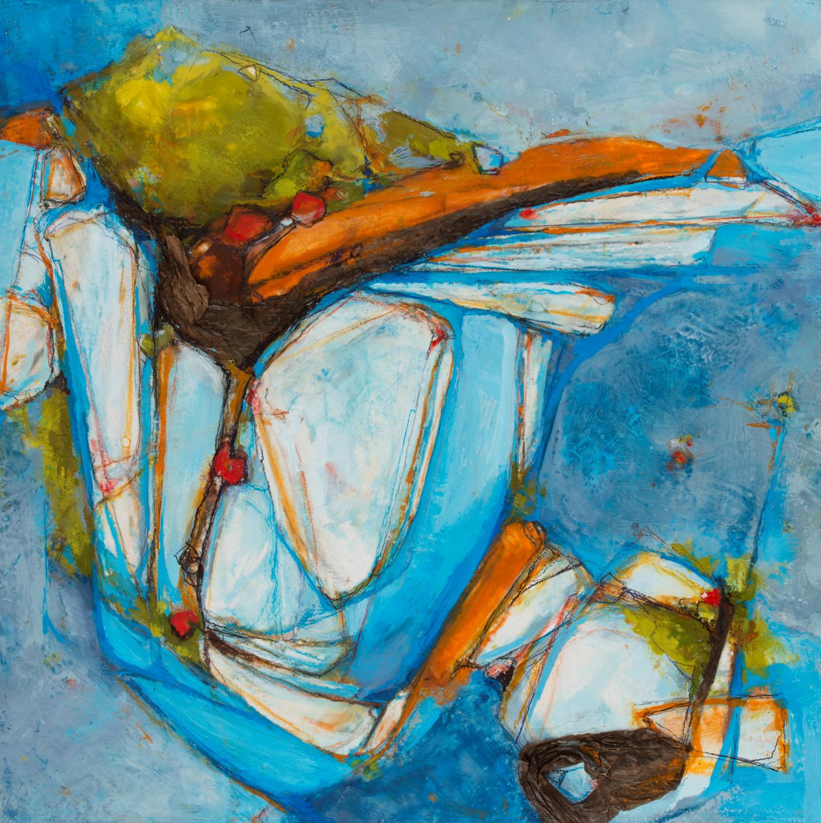 Encaustic and toned paper on Panel