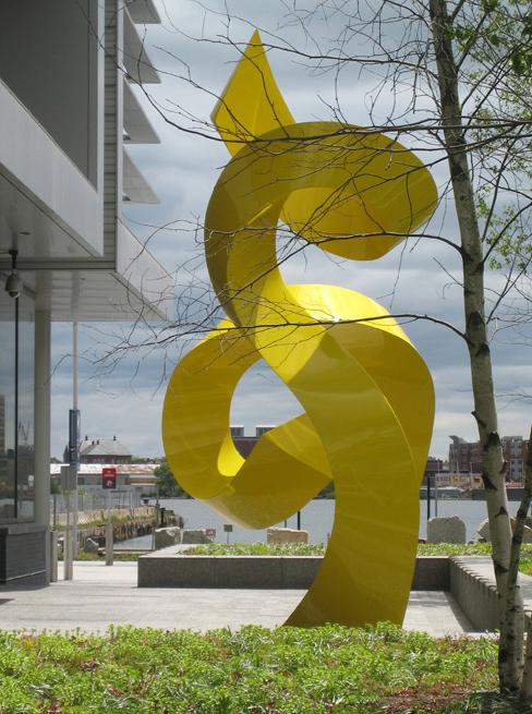 Charispiral is a visual metaphor for the relationship between a caregiver and a patient. Each form is an interpretation of a spiral; each is at a different stage in evolving/revolving. Each is strong in its own individuality and, at the same time, necessary to complete the sweep of the sculpture as a whole composition. The sculpture is highly gestural, which underlines its connection to human physicality.