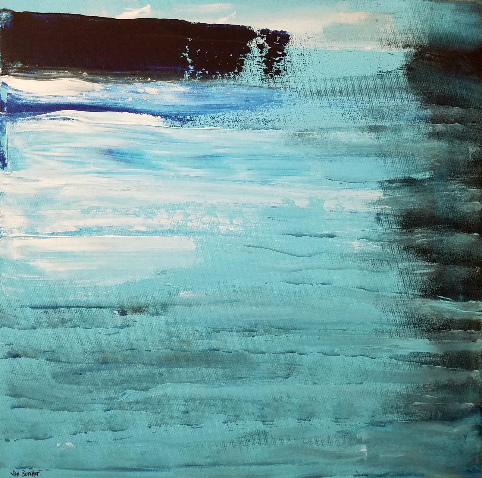 Dark Waters is an abstracted seascape with medium acrylic on canvas