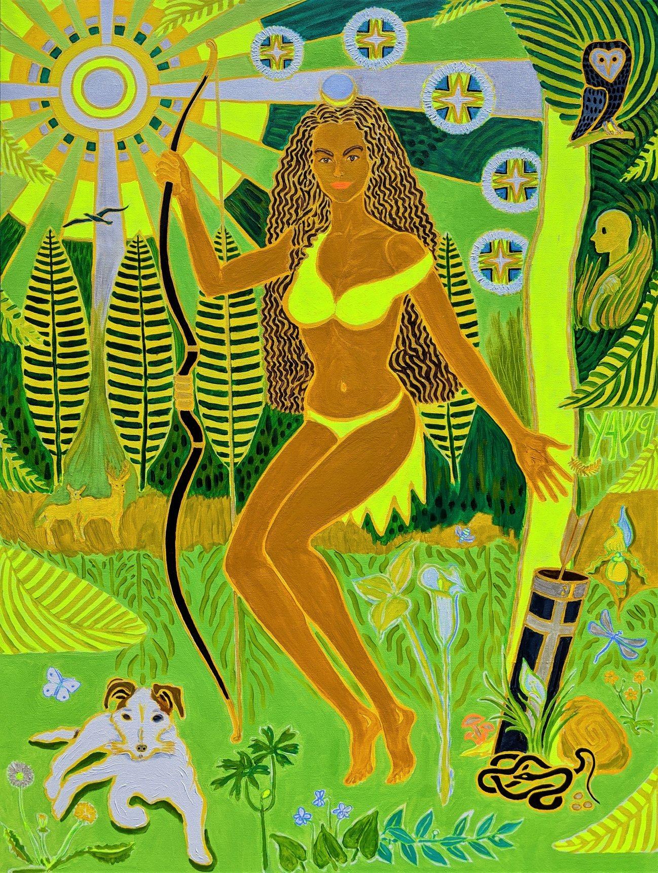 The Lady of the Forest was inspired by modern mystical poetry and the mythical Goddess, Diana the Huntress.