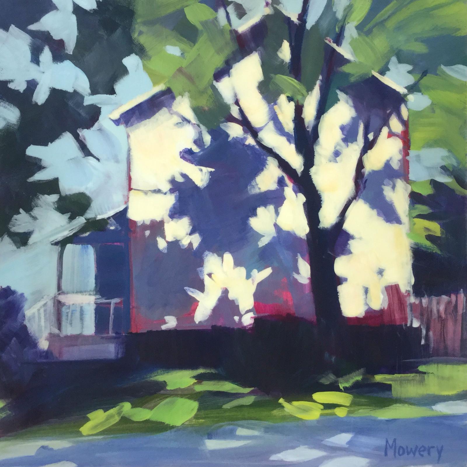 A house I see while walking my dog, always with impressive tree shadows.