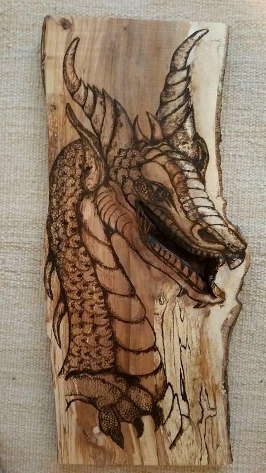 Pyrography on Live Edge Wood