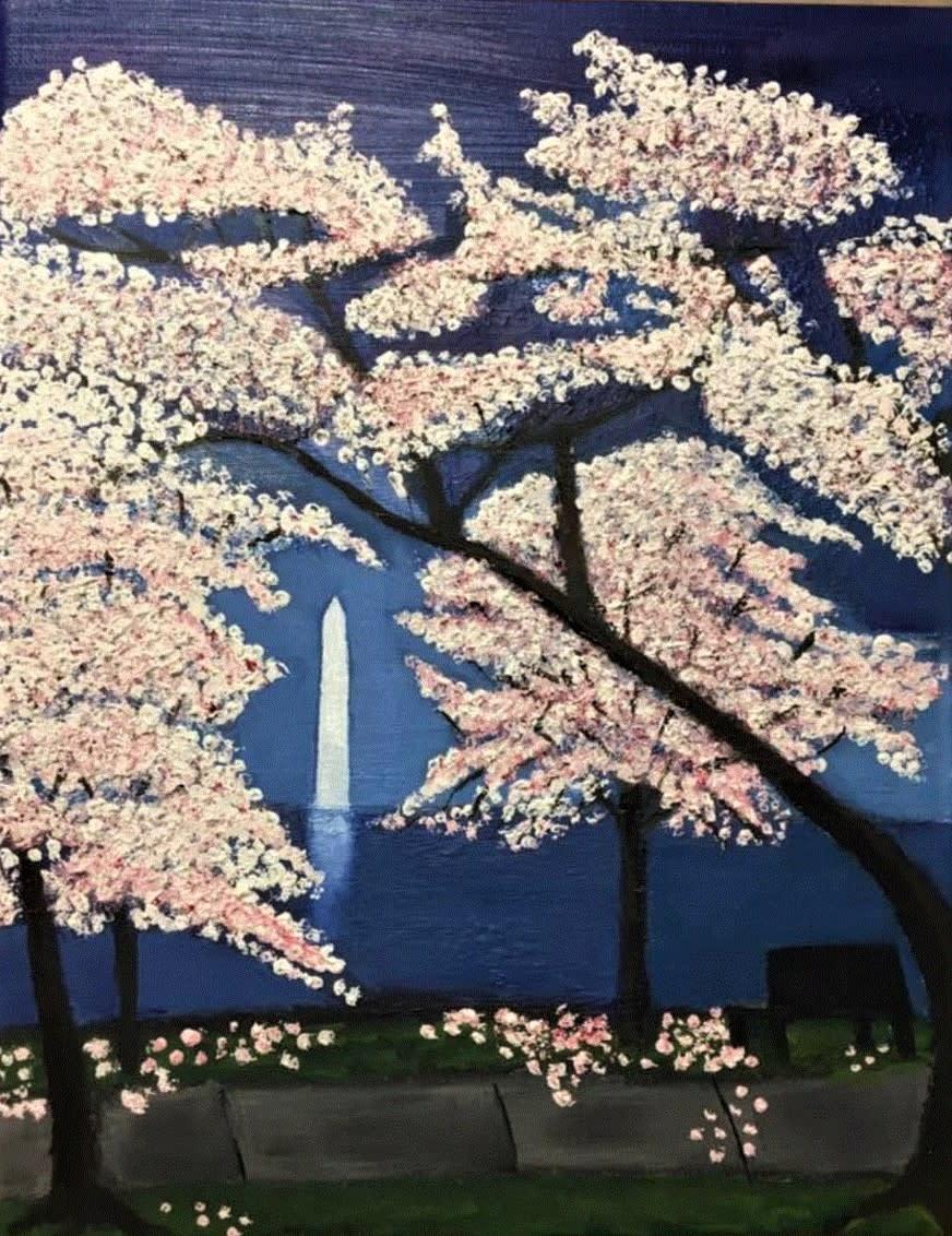 Each cherry blossom put on by toothpicks