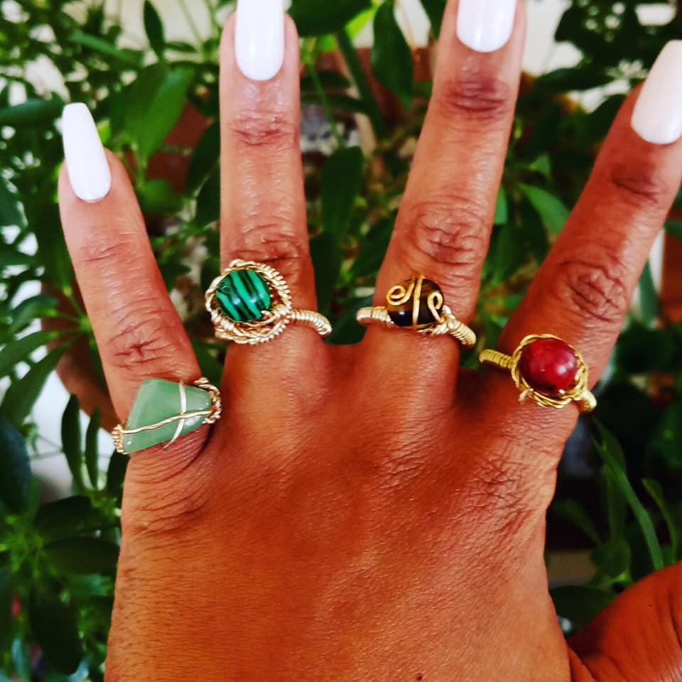 Precious Gemstone crystals, hand wrapped with sturdy copper wire.