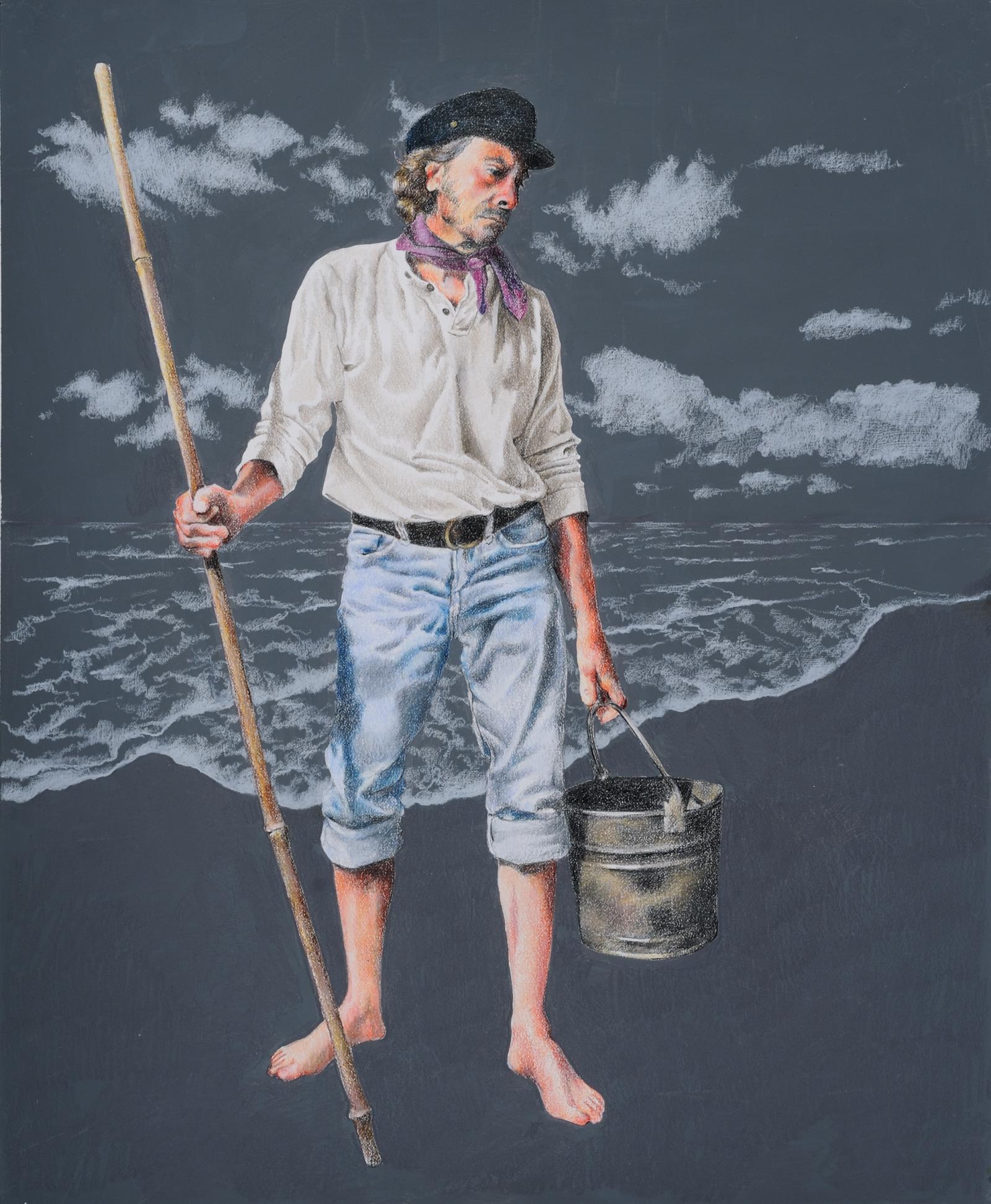 This is one of 15 drawings illustrating the folktale, The Fisherman and the Flounder.