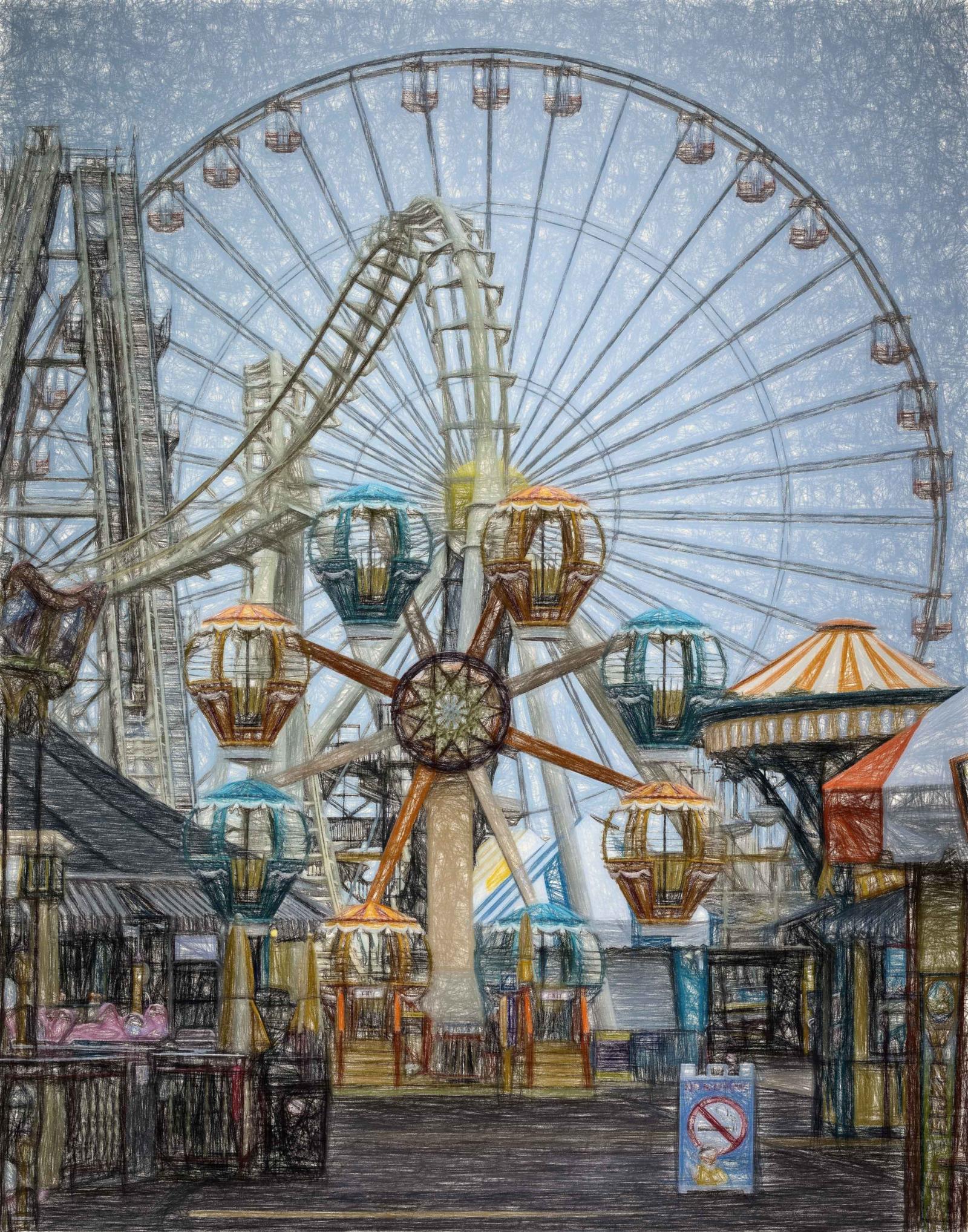 Digitally manipulated of the Wildwood NJ amusement pier.