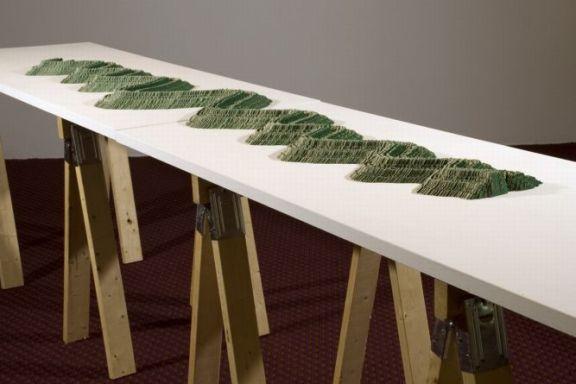 Sculpture, referencing a topographical mountain range. Smelly indeed.