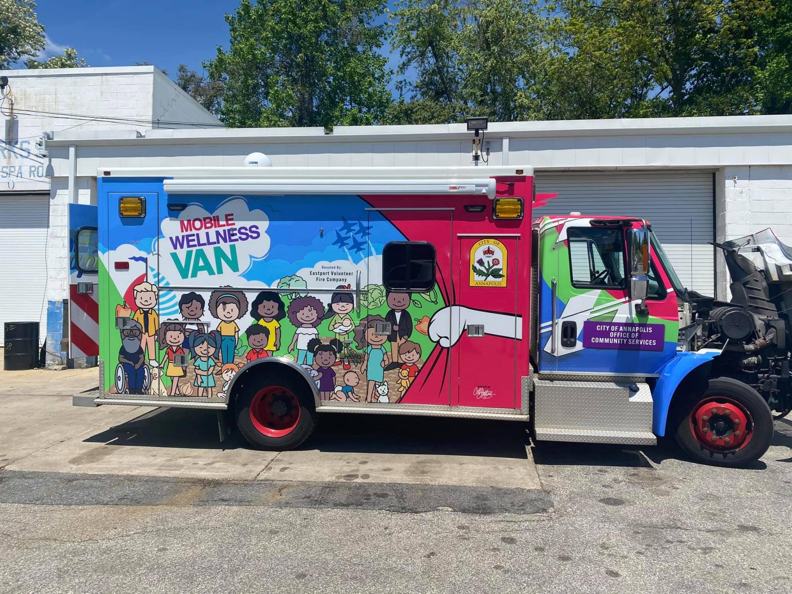 Community Wellness Van designed to roam the streets of Annapolis providing valuable resources for community residents.