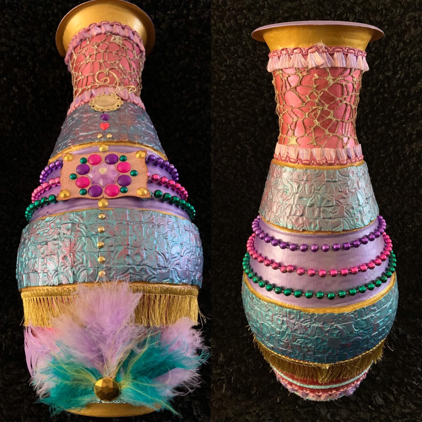 Mixed media altered vase