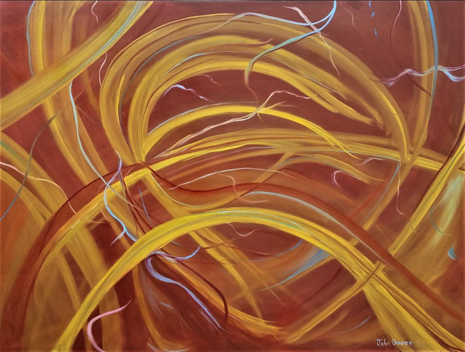 40" x 30" x 1" abstract/non objective oil on stretched canvas. Hanger in back. Sides also painted.