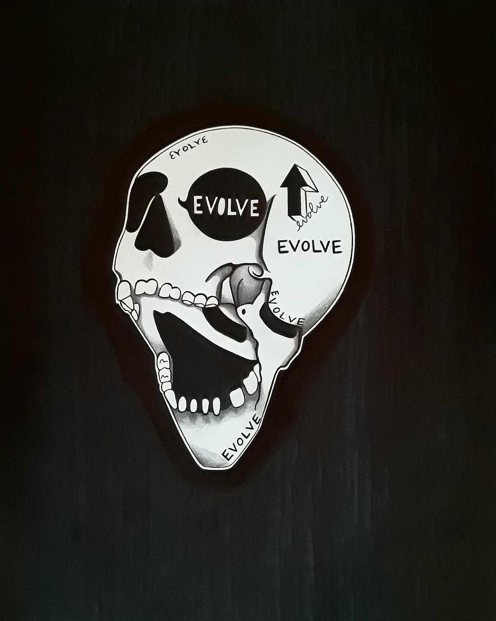 Abstract rendition of evolution via a skull.